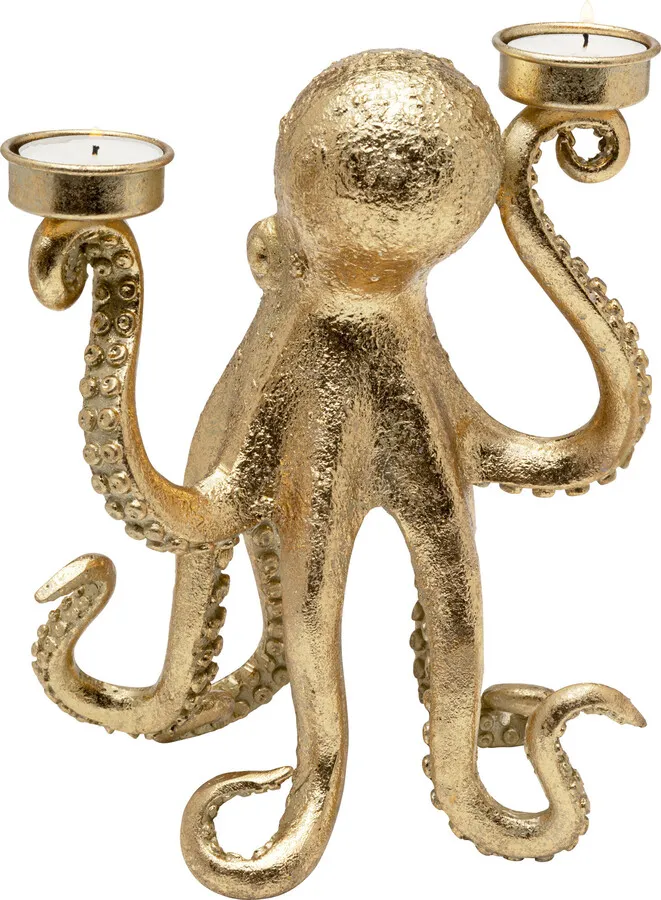 Świecznik potrójny OCTOPUS - złoty