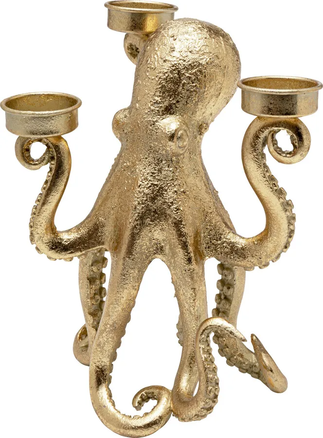 Świecznik potrójny OCTOPUS - złoty