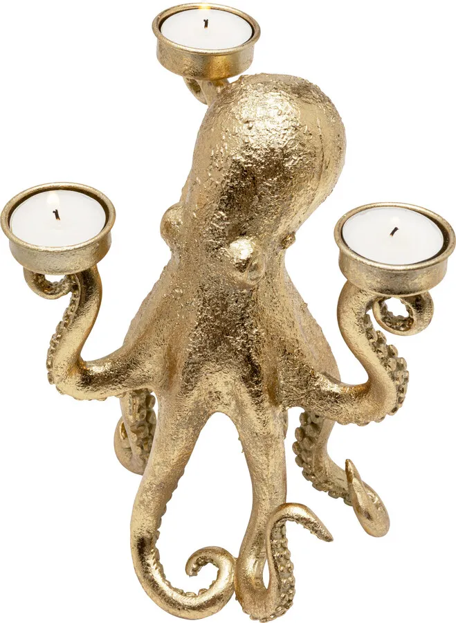 Świecznik potrójny OCTOPUS - złoty