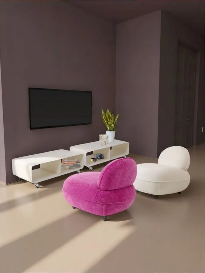 Szafka RTV na kółkach LOUNGE M MOVE - kremowy