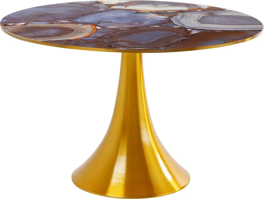 Stół okrągły GRANDE POSSIBILITA Agate 120 cm - wielokolorowy/złoty