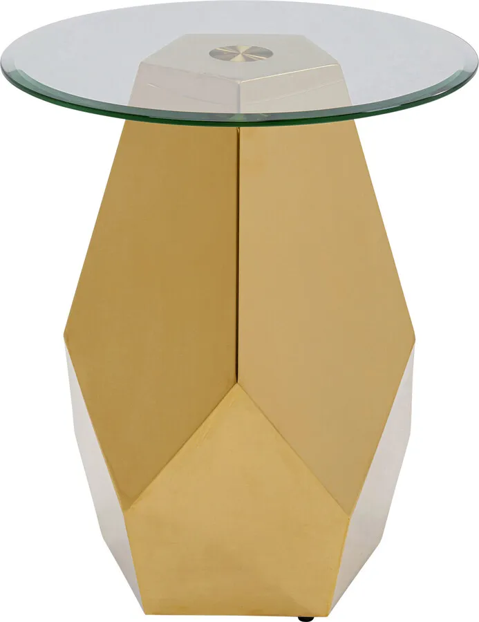 Stolik boczny okrągły RICCHEZZA 45 cm - transparentny/złoty