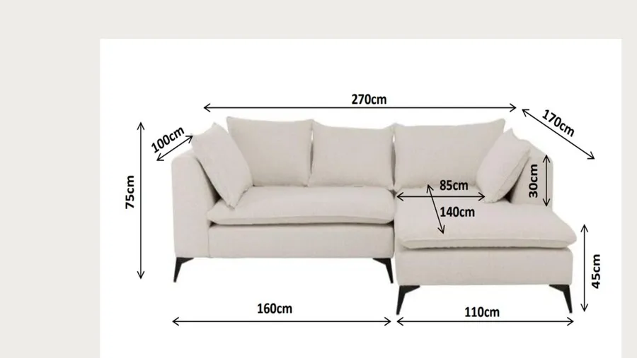 Sofa narożna Jimmy kremowa prawa