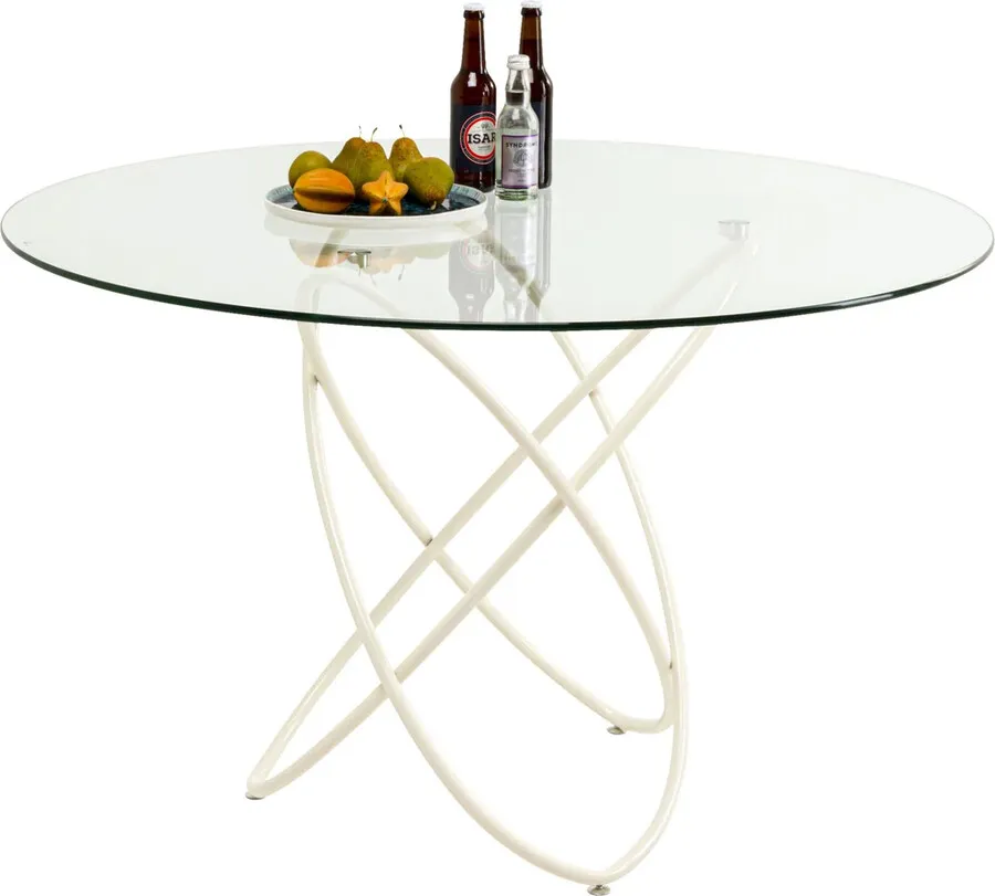Stół okrągły MOLEKULAR 120 cm - transparentny/szarobeżowy