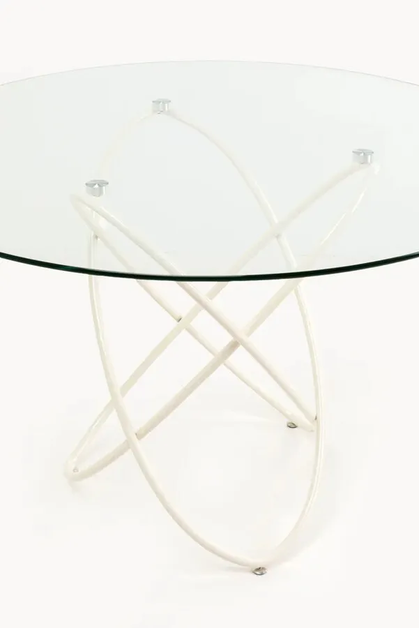 Stół okrągły MOLEKULAR 120 cm - transparentny/szarobeżowy