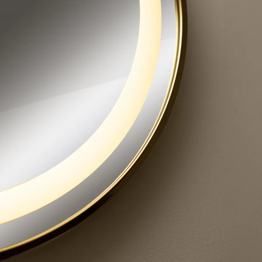 Lustro okrągłe z oświetleniem LED D251801 - złoty