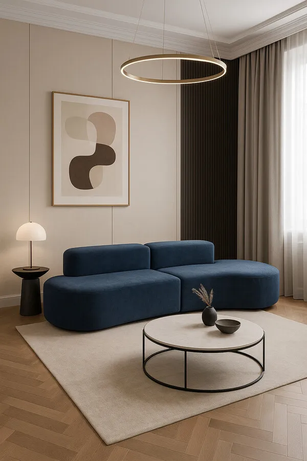 Sofa welurowa NUA N75 - granatowy