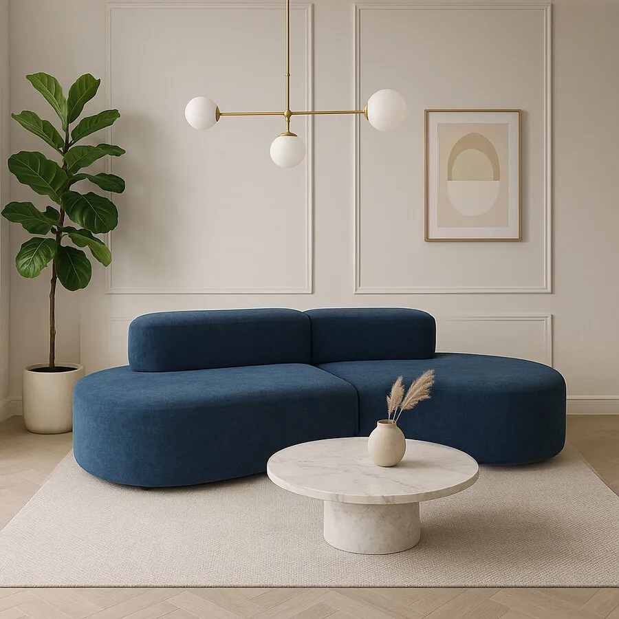 Sofa welurowa NUA N75 - granatowy