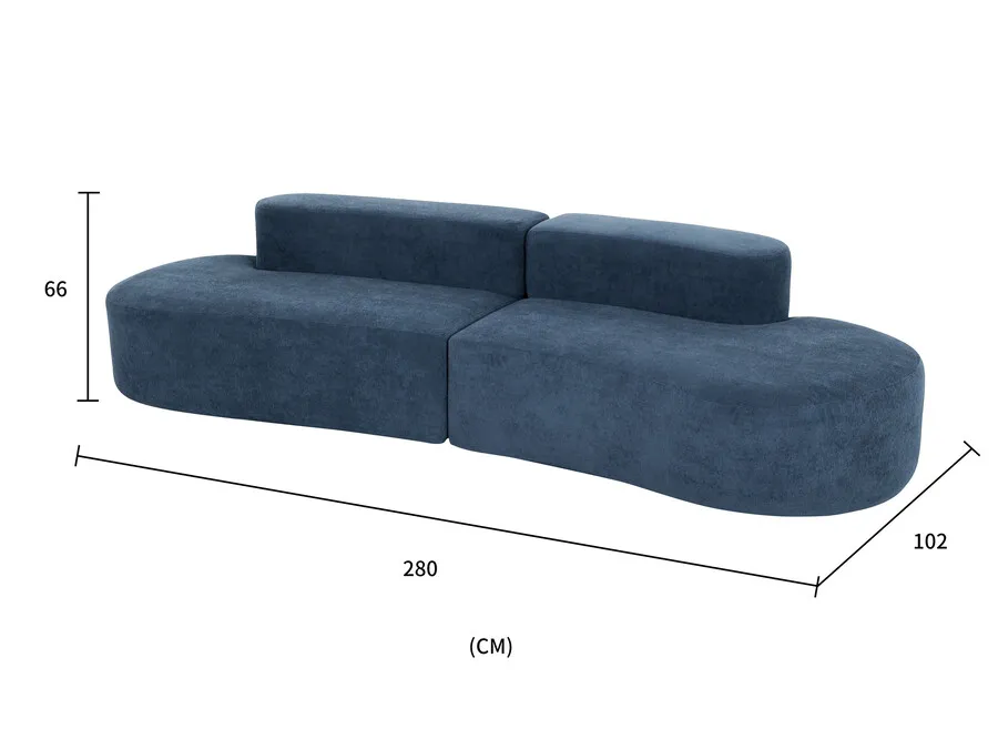 Sofa welurowa NUA N75 - granatowy