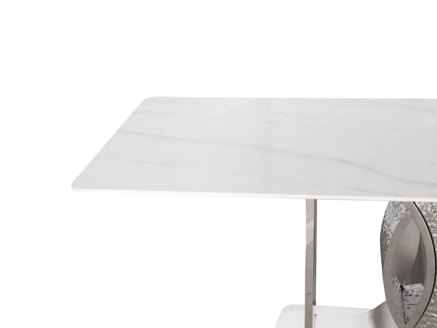 Stół MODIG 180x90 - biały marmur/srebrny