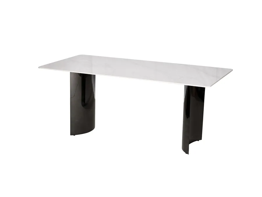 Stół MODIG 180x90 - biały marmur/czarny chrom