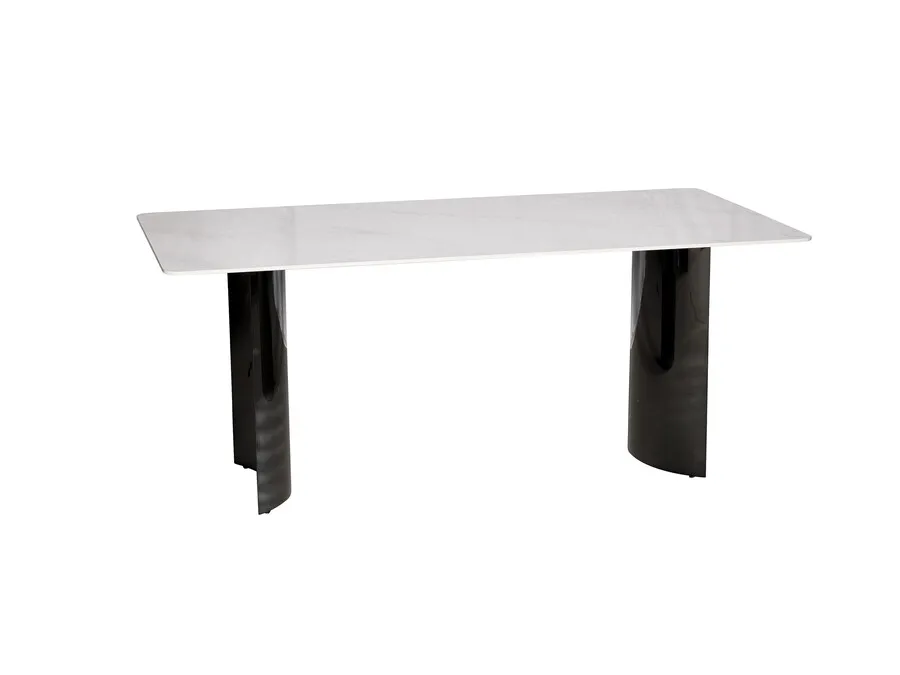 Stół MODIG 180x90 - biały marmur/czarny chrom