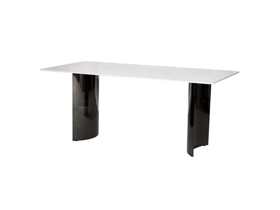 Stół MODIG 180x90 - biały marmur/czarny chrom