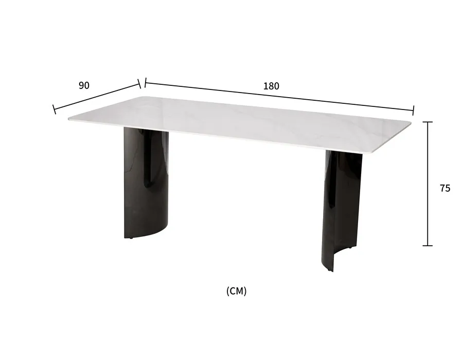 Stół MODIG 180x90 - biały marmur/czarny chrom