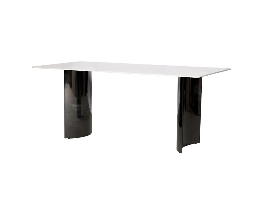 Stół MODIG 180x90 - biały marmur/czarny chrom