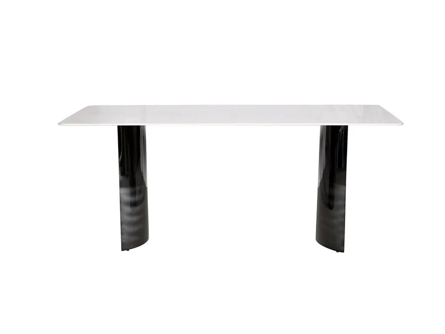 Stół MODIG 180x90 - biały marmur/czarny chrom