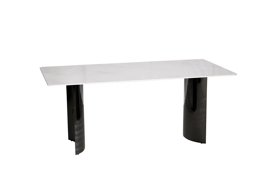 Stół MODIG 180x90 - biały marmur/czarny chrom