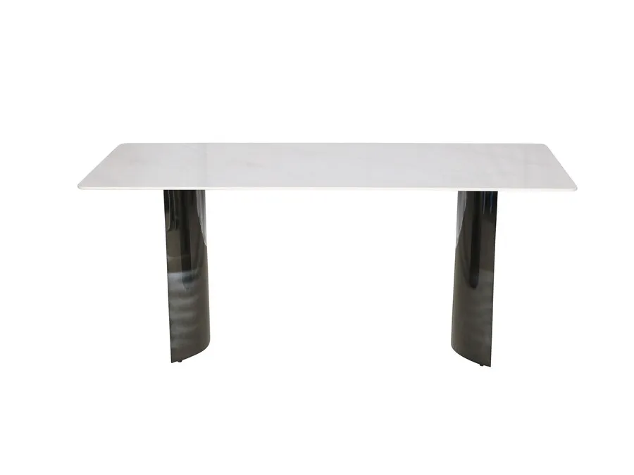 Stół MODIG 180x90 - biały marmur/czarny chrom