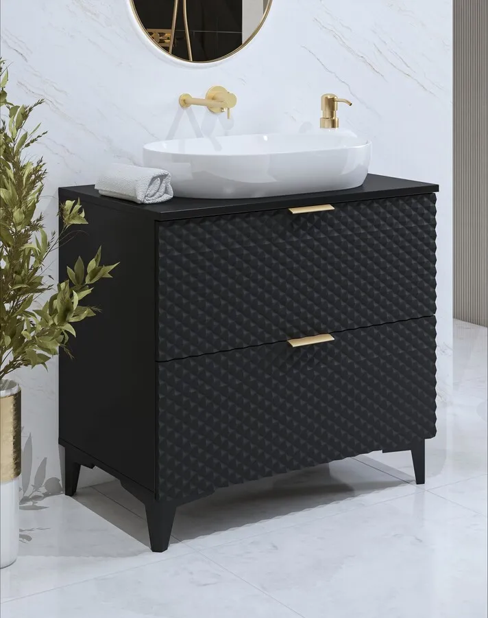 Szafka pod umywalkę wisząca LAURA 48 - 80 cm - czarny