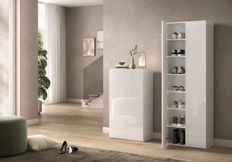 Szafka na buty 2-drzwiowa SMILE - biały połysk