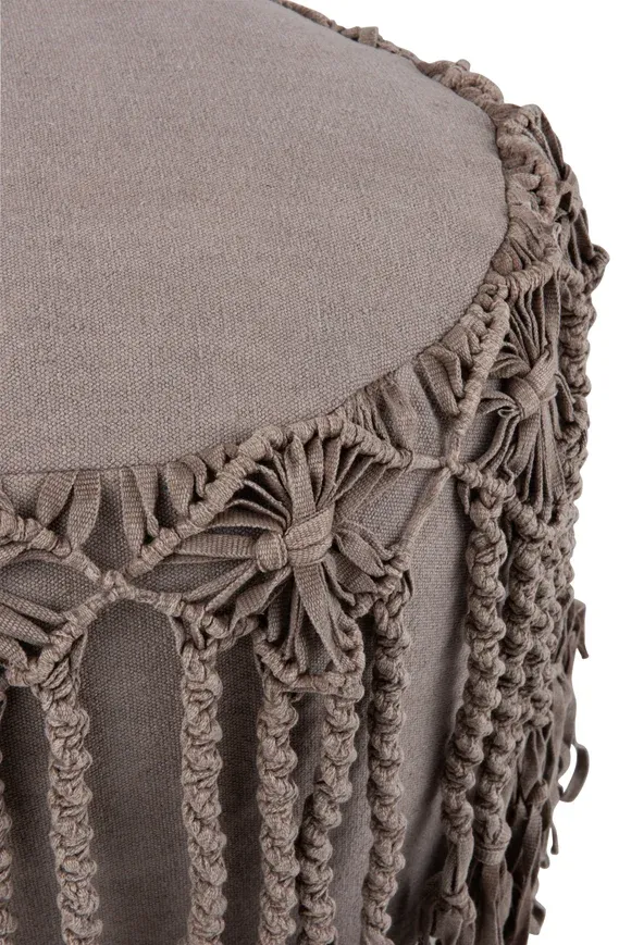 Podnóżek z frędzlami MACRAME - brązowy