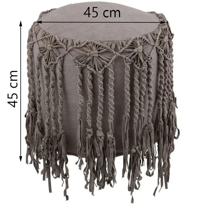 Podnóżek z frędzlami MACRAME - brązowy