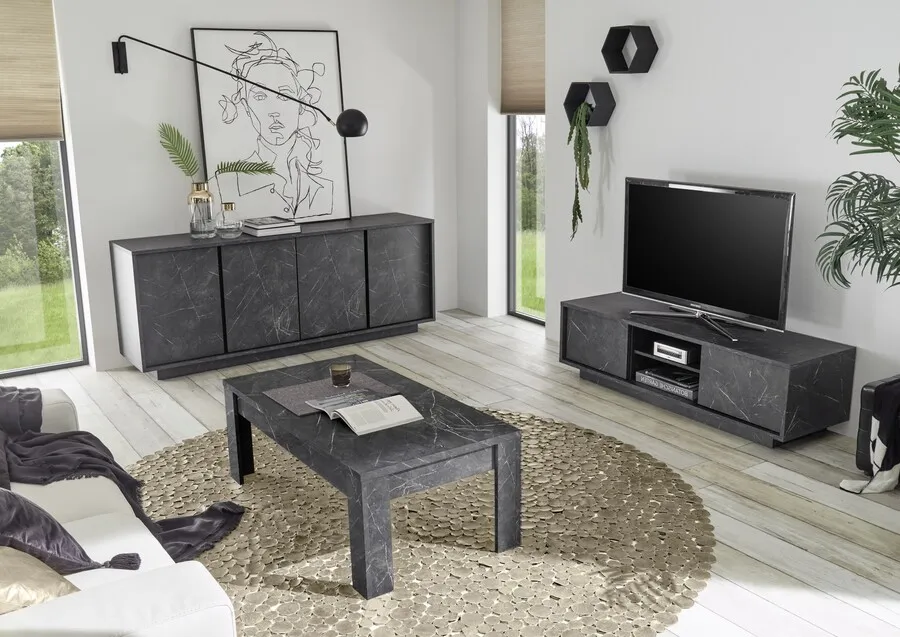 Stolik kawowy CARRARA - marmur antracyt mat
