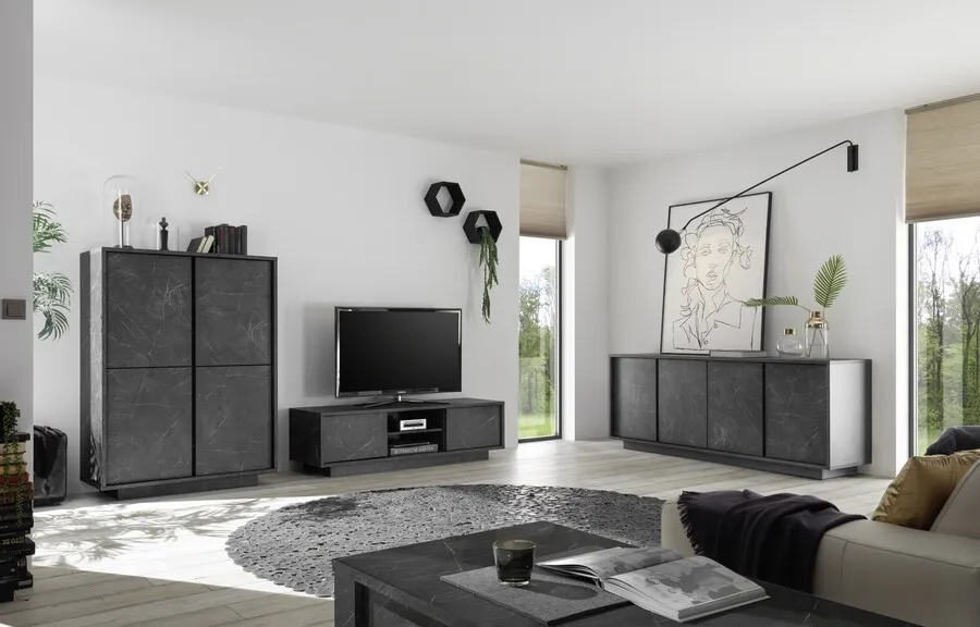 Stolik kawowy CARRARA - marmur antracyt mat