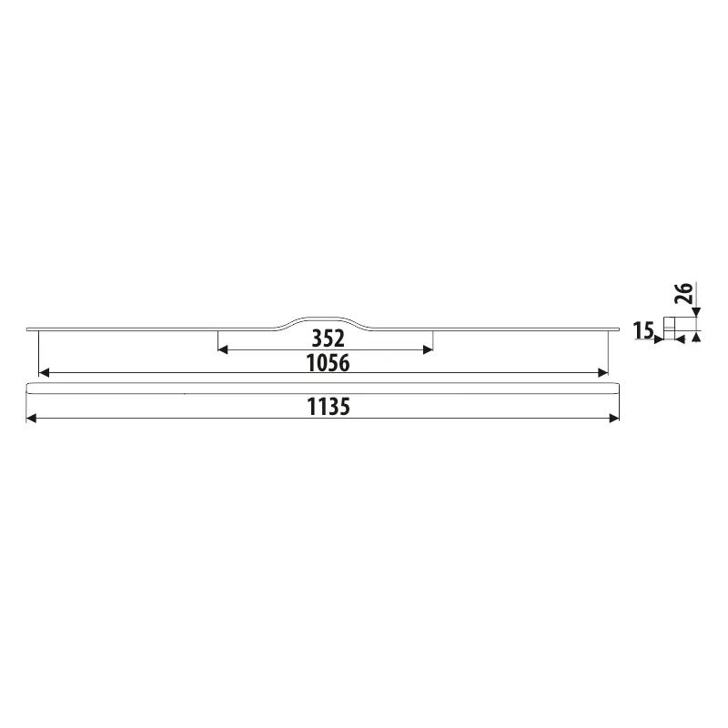 Uchwyt meblowy UA130 - szarozielony/ rozstaw 352/1056 mm