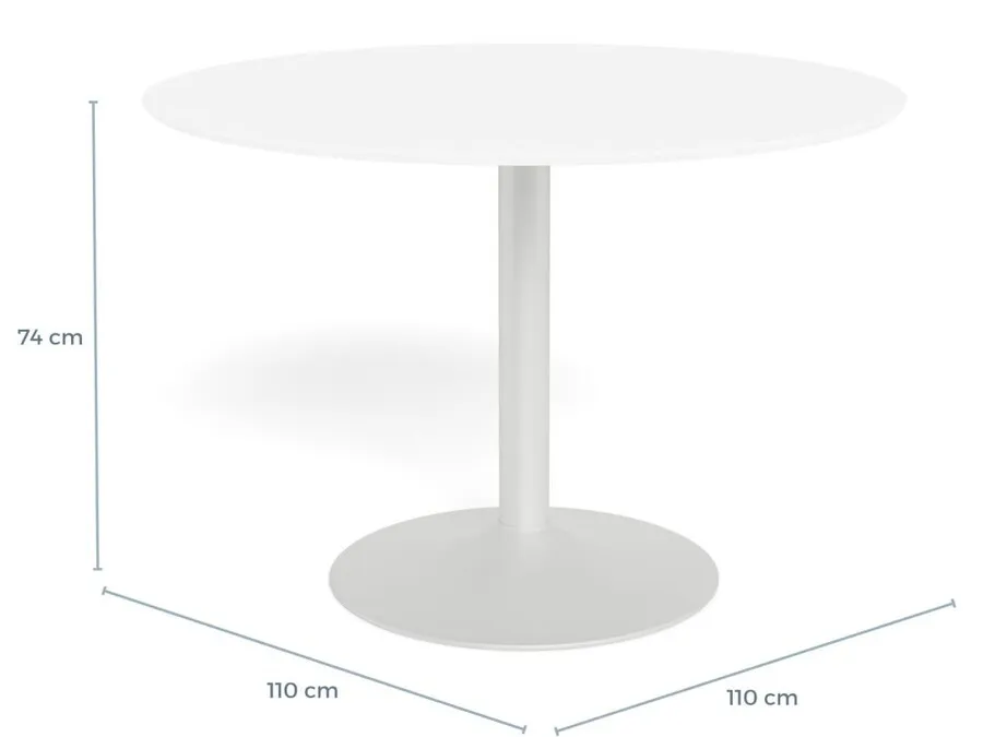 Stół okrągły IBIZA 110 cm - biały