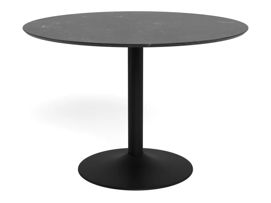 Stół okrągły IBIZA 110 cm - czarny marmur/czarny