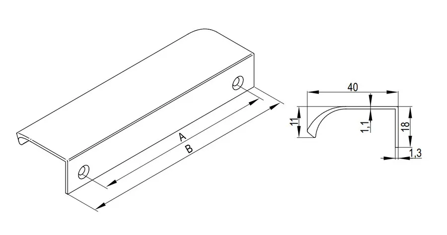 LENTIS Uchwyt meblowy 256/276 aluminium czarny mat