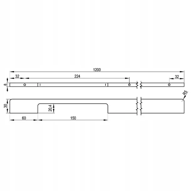 LINO Uchwyt meblowy 1200 aluminium czarny