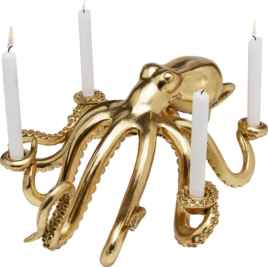 Figurka dekoracyjna/świecznik OCTOPUS 49 cm - złoty