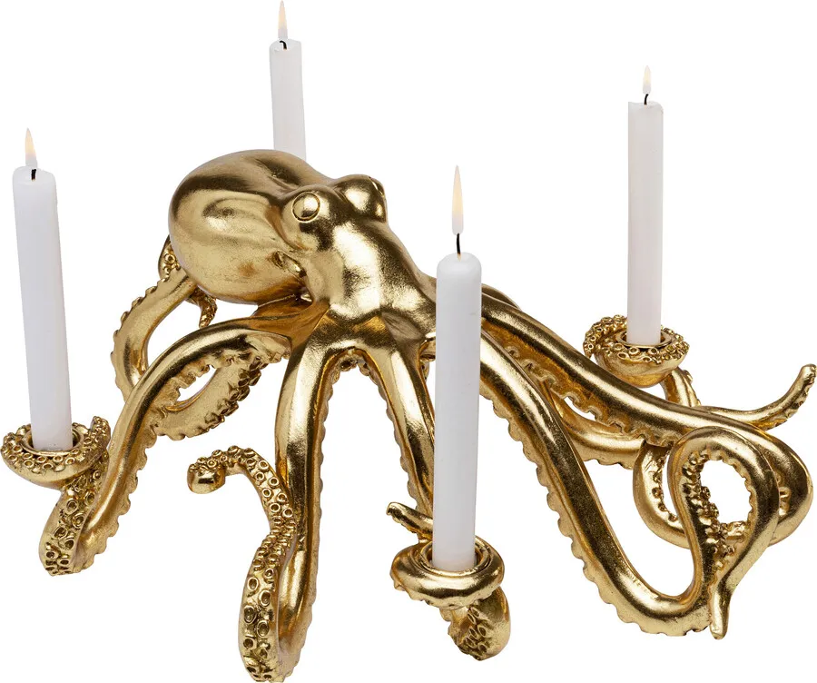 Figurka dekoracyjna/świecznik OCTOPUS 49 cm - złoty