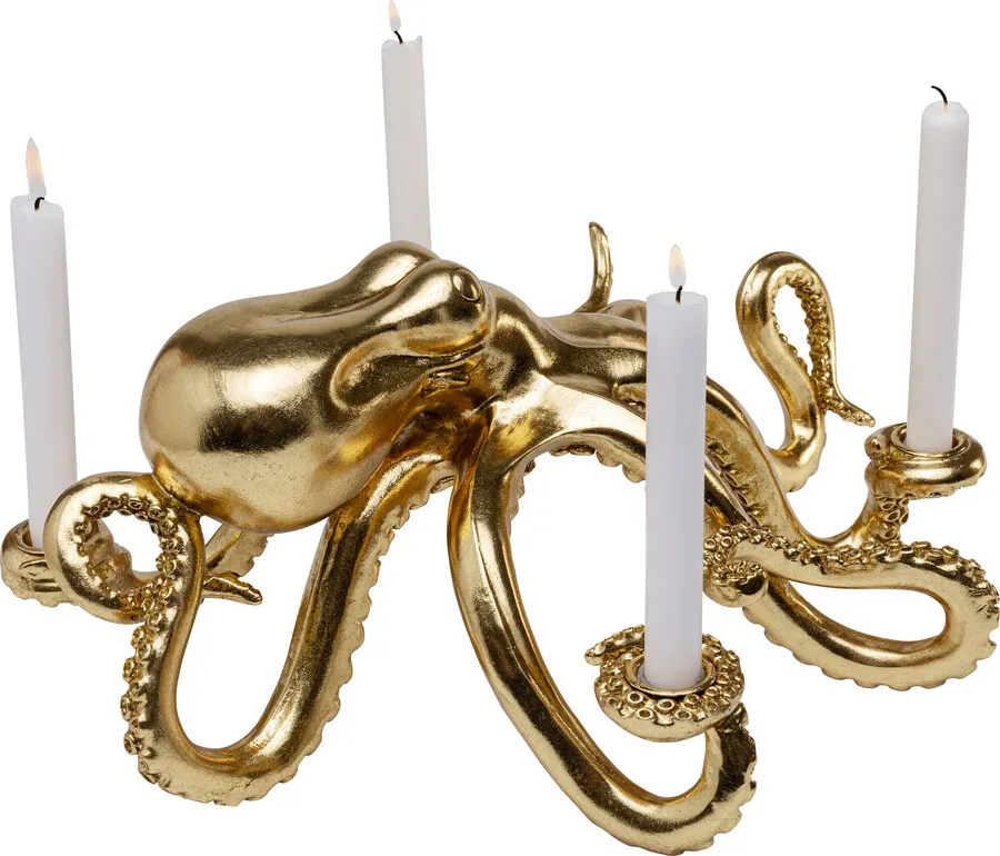 Figurka dekoracyjna/świecznik OCTOPUS 49 cm - złoty
