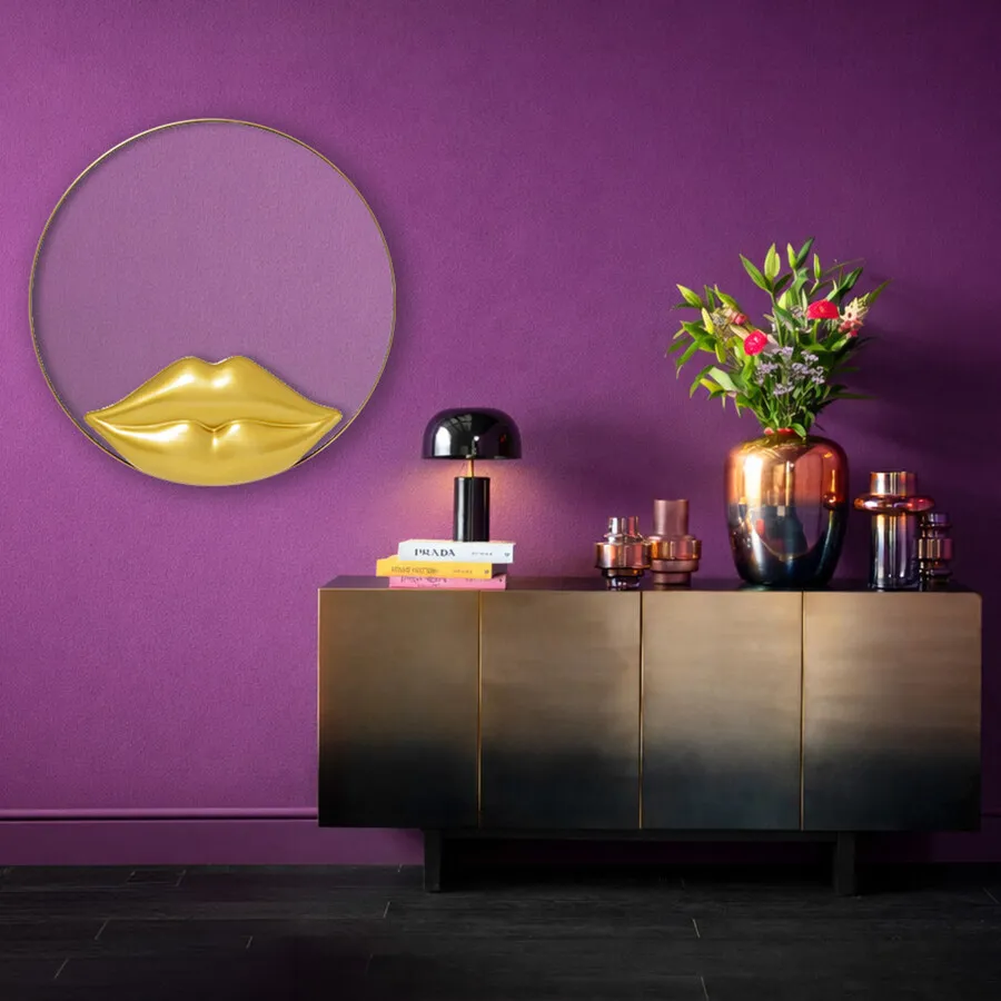 Lustro ścienne okrągłe LIPS 100 cm - złoty