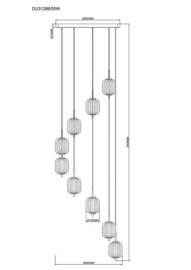 Lampa wisząca AKARI DU31288/55W - złoty