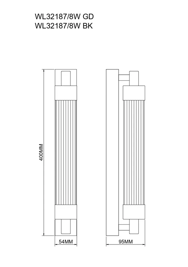 Kinkiet KALIA 40 cm WL32187/8W/BK - czarny