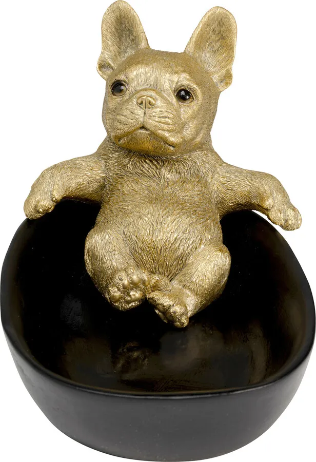 Miska dekoracyjna BATHING BULLDOG - złoty/czarny