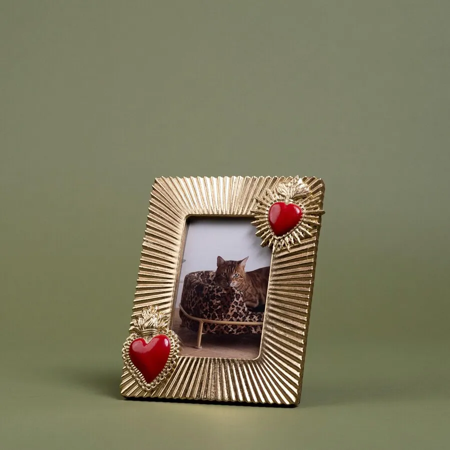 Ramka na zdjęcia FLAMING HEART DUE 10x15 - złoty