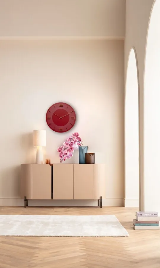 Zegar ścienny okrągły LEONARDO 48.5 cm - czerwony