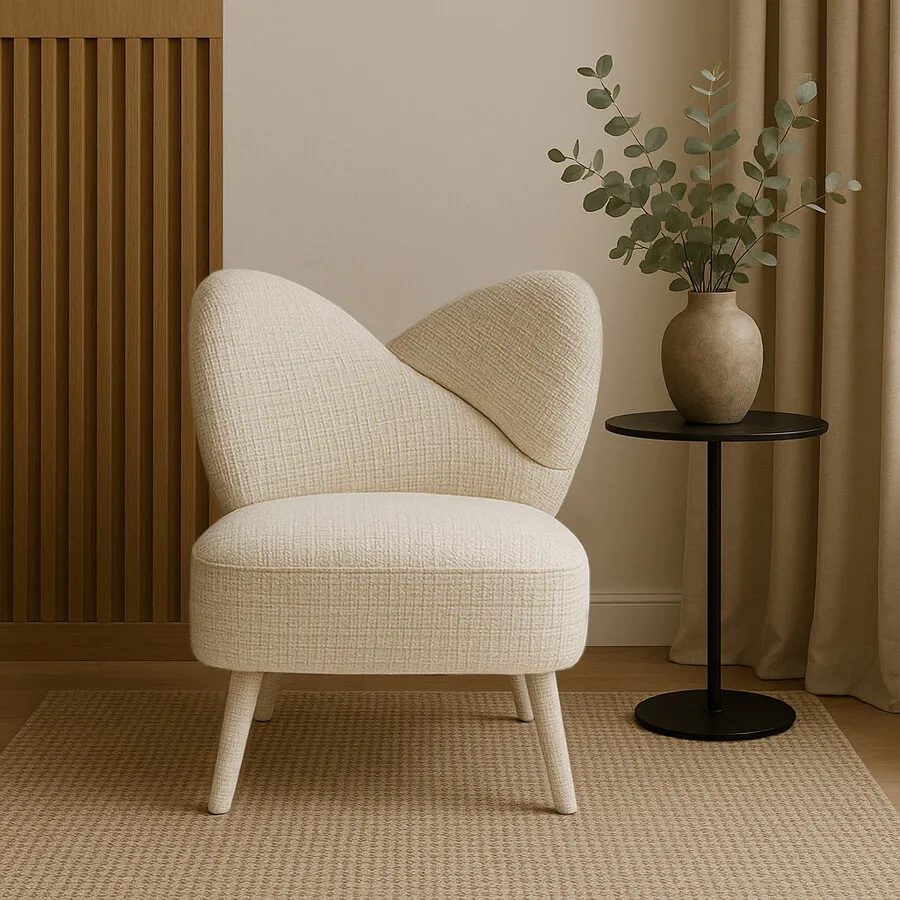Fotel LEITH boucle - kremowy