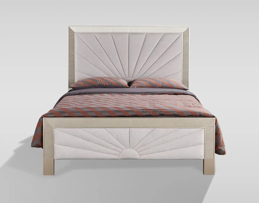 Łóżko STILIG Bedroom 160x200 - beżowy/szampańskie złoto