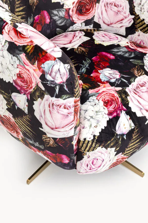 Fotel obrotowy PEONY ROSES - wielokolorowy/złoty