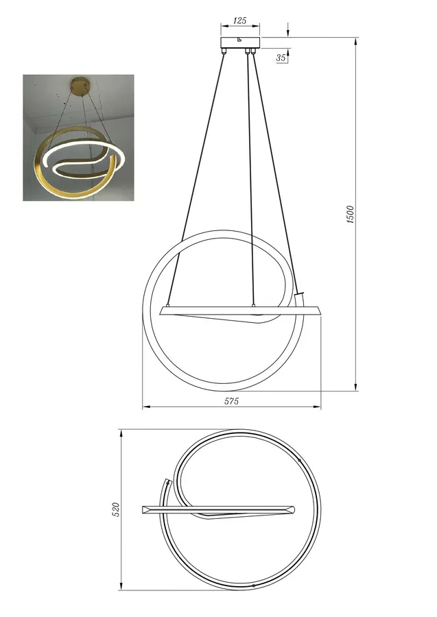Lampa wisząca VELENNE P241249401E - złoty