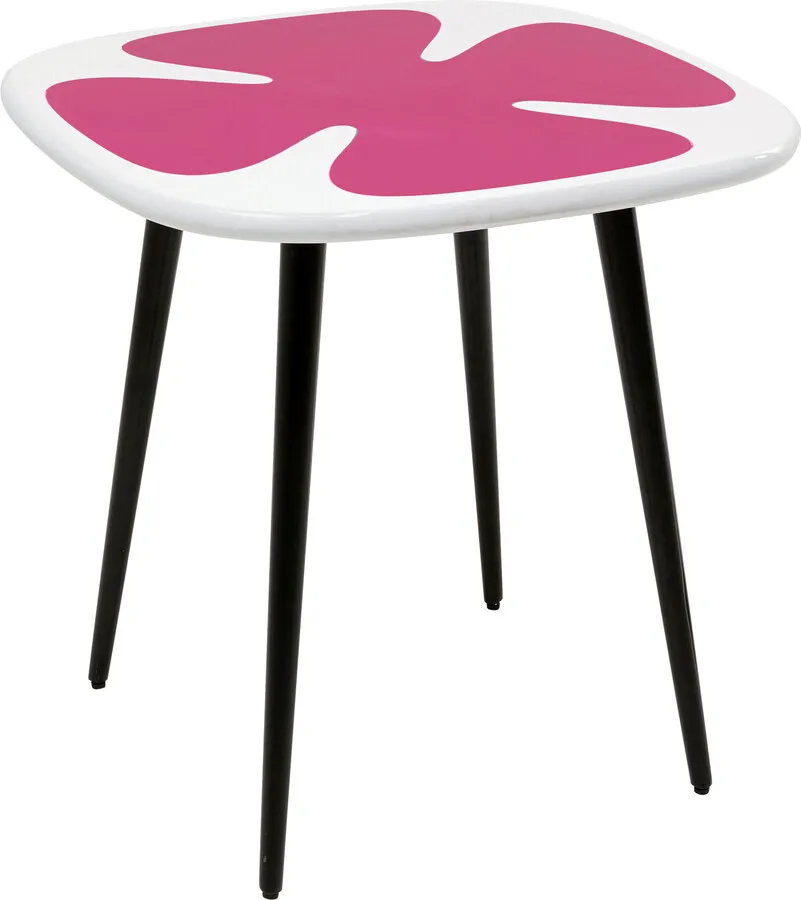 Stolik boczny PETAL 60x60 - różowy/czarny