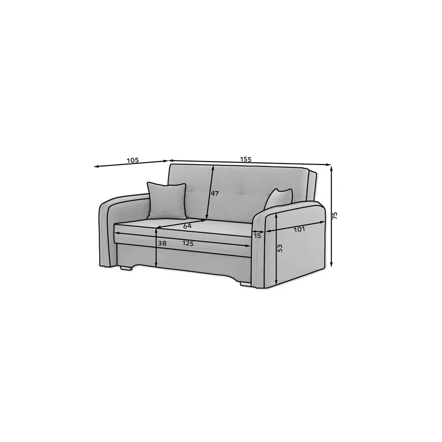 Sofa rozkładana 3-osobowa LAINE - tkanina Poco 40