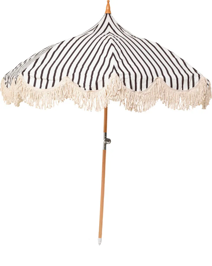 Parasol ogrodowy TEMPLE STRIPES 200 cm - biało-czarny