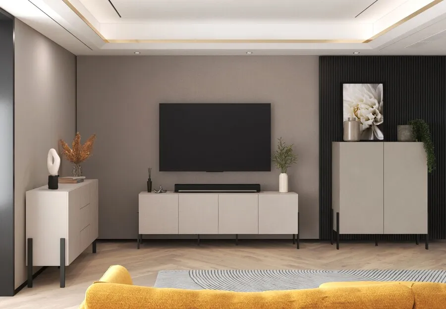 Komoda 2-drzwiowa z szufladami JUKON 43 150 cm - kaszmir